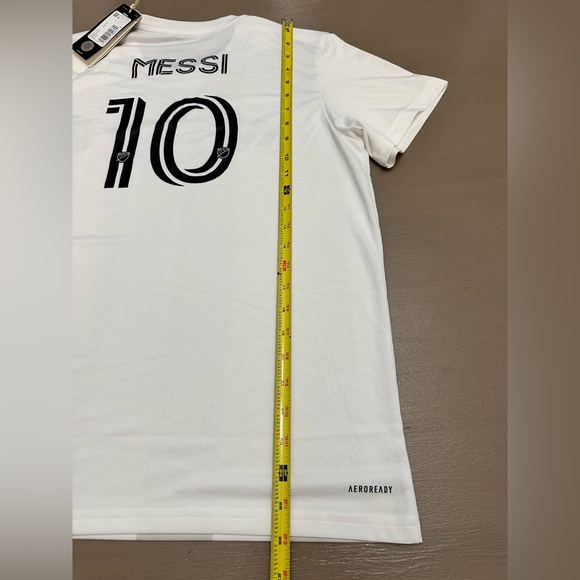 Adidas Lionel Messi Inter Miami CF Jersey White Striped Shirt Women's L NWT - Picture 5 of 7